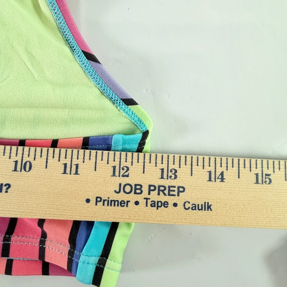 Speedo Girls Two Piece Bikini Swimsuit Anthracite Multi‎ Stripe Size 14 New